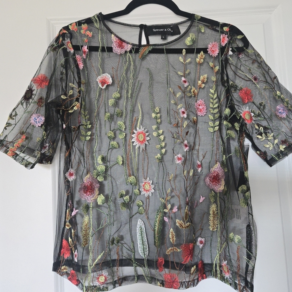 Sheer Floral Embroidered Top